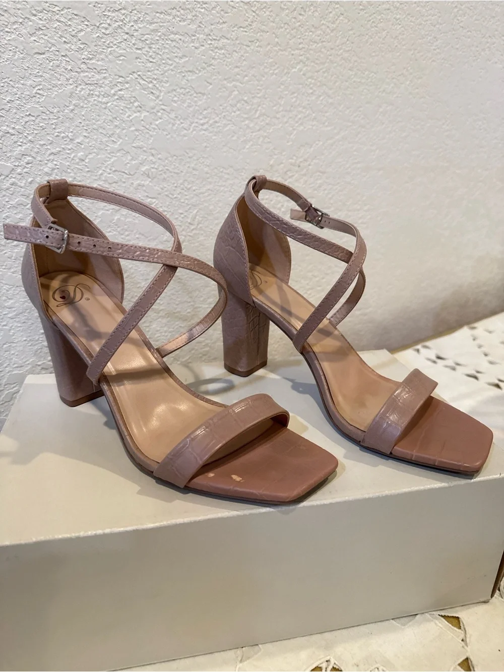 Delicious Blush Strappy Block Heel Sandals
